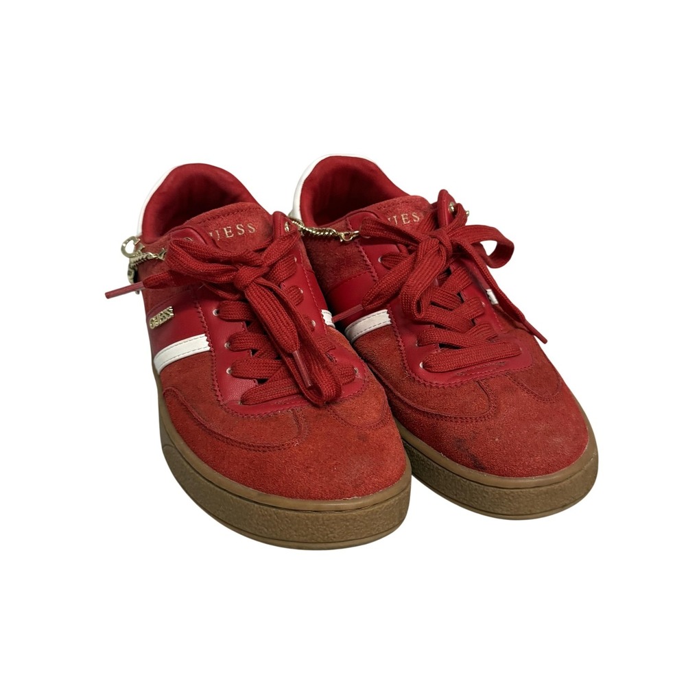 Guess Shoes Womens‎ Size 10 Red Chain Charm Low Top Casual Sneakers GWNA0K03
